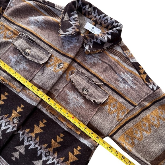 Bozeman Womens Small Native Aztec Wheat Fields Boho Knit Shirt Jacket Coat EUC - Picture 2 of 5